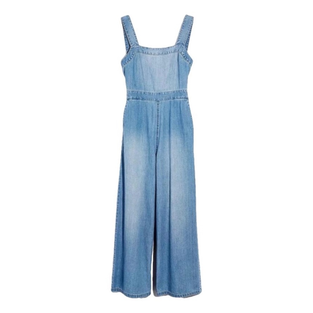 Madewell Women's Apron Bow-Back Denim Jumpsuit
